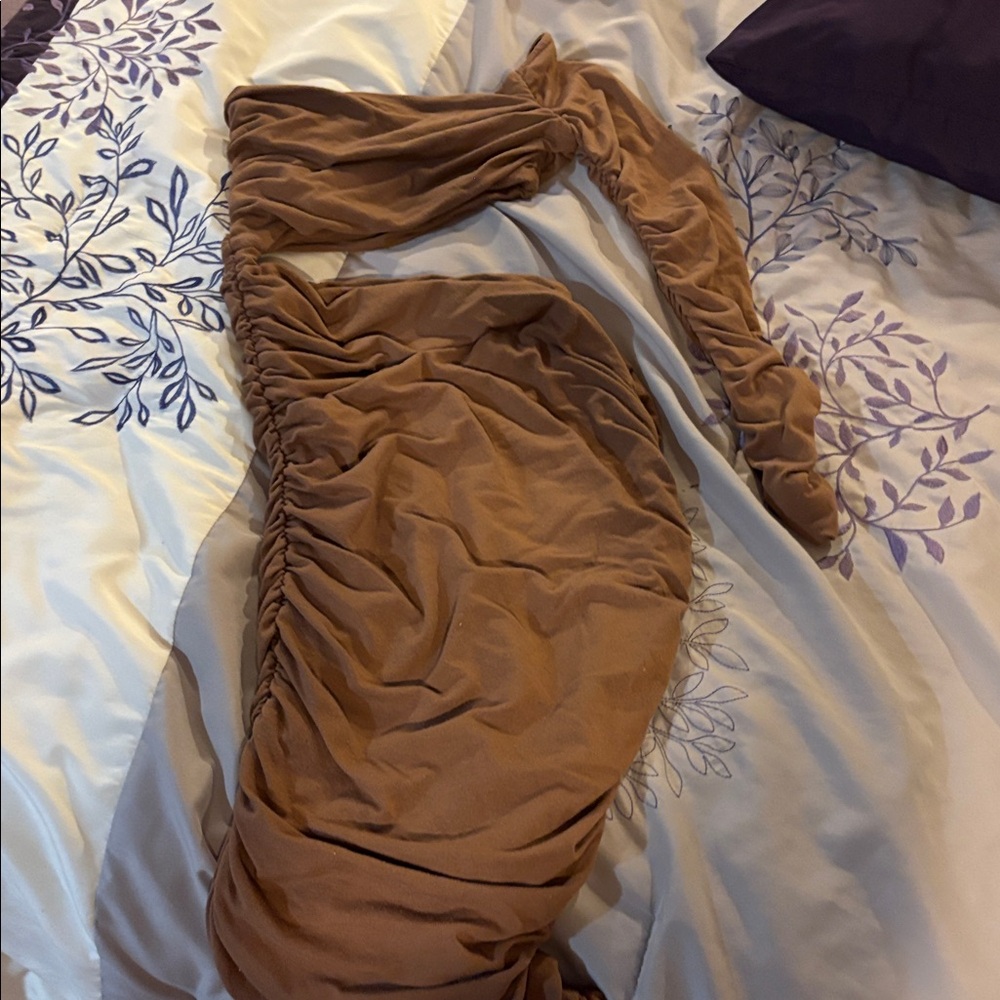 JLUXLABEL Camel Ruched Dress - Picture 4 of 6